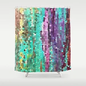 Personalized Monogram Teal and Purple Mosaic Shower Curtain