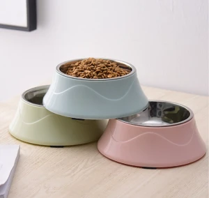 Pet dog cat food bowl drinking water can be split dual-use stainless steel  non-slip dog bowl