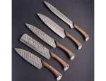 PEXMOO!! Custom Handmade Damascus Chef Knife Damascus Steel Chef and Kitchen Knife Set with Pure Leather Sheath