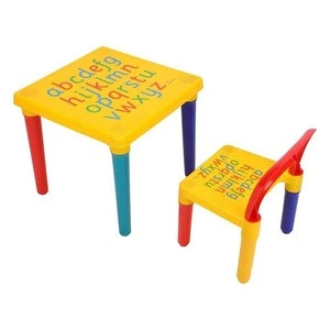 Plastic Lightweight Kids Table and Chair Set Colorful Detachable Children Alphabet Design Furniture Set