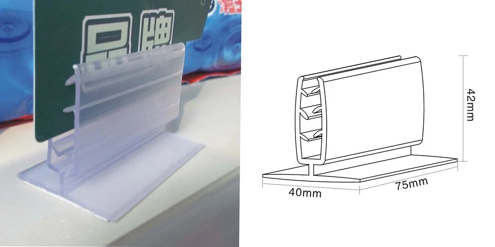 Plastic PVC Grip Label Holder Price Sign Holder with Flexible Hinge