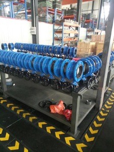 PN10/PN16/150LBS CI/DI/CS/SS body Vulcanized EPDM epdm nbr seat double flange butterfly valve worm gear operated