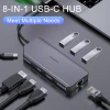 Portable 8 in 1 USB Hub  With 4K Video HDMI PD3.0 RJ45 Converter Powered Usb Type C USB 3.0 Hub Adapter For Laptop/Mobile