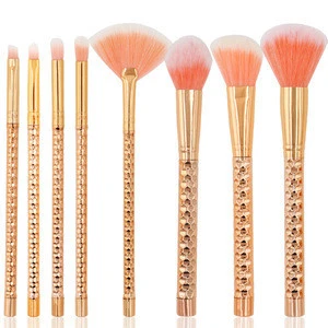Premium Makeup Brushes Set Mini Travel Beauty Tools Kit 8 Pcs Glitter Makeup Brush