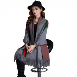 Printing Custom Women Autumn Winter Scarf Cashmere Ladies Shawl All-Match Warm Stripe Letter Pashmina Shawl