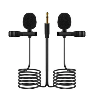 Professional Double Wired Hands Free Mini Lavalier Microphone Portable Recording Condenser Microphone For Singing Gaming Mic