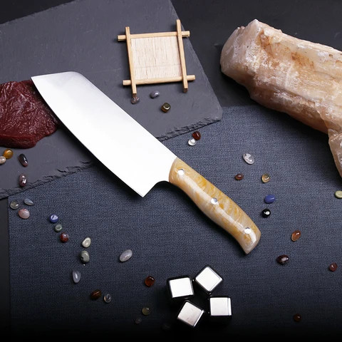 Professional High Carbon Stainless Steel Resin Handle 7 Inch Cleaver Chopping Knife Vegetable Knife