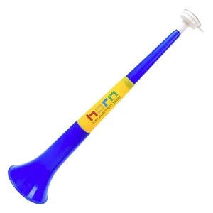 Promotional giveaway free portable long size small custom logo cheap mini plastic retractable bulk stadium horn trumpet vuvuzela