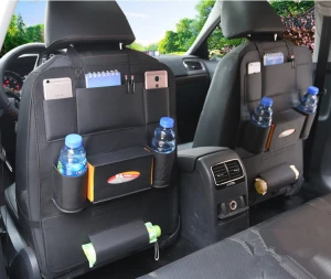 PU Leather Standard Car Seat Back Tray Organizer,Multi-Pocket Protector Travel Storage Bag