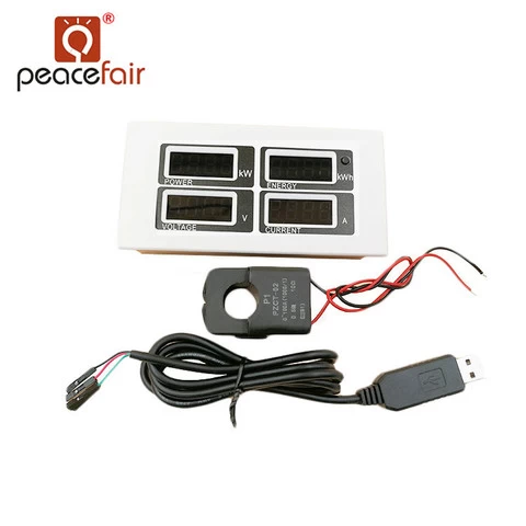 PZEM-004 Split CT+ USB Cable TTL LED Digital Voltmeter 220V AC Amp Meter Electric Energy Meter Single Phase Digital Only 45-65hz
