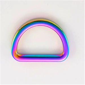 Rainbow color flat type metal D ring for hand bag&amp;luggage