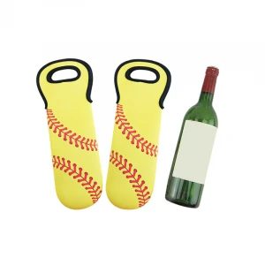 Ready to Ship Hot Baseball Softball Sunflower Personalized Insulated Portable Neoprene 750ml Wine Bottle Tote Cooler Bags RTS