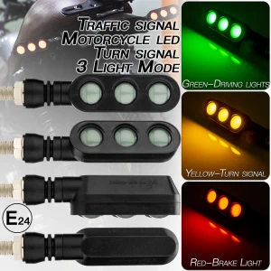 Red Yellow Green LED Steering Brake Light Motorcycle Indicator Lights Turn Signal for Traffic Signal