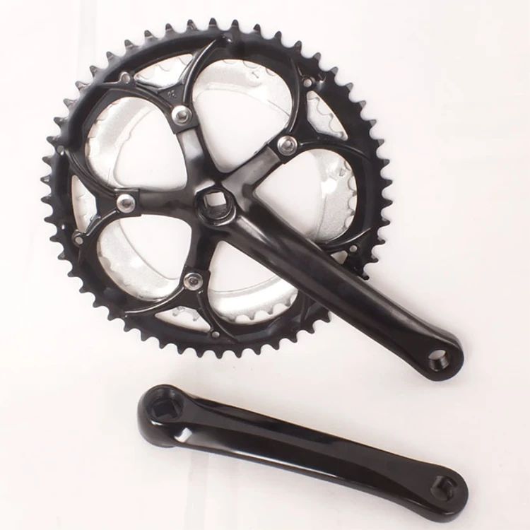 Road bicycle alloy chainwheel and titanium crank