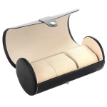Round watch travel case logo three pillows bracelet organizer cylindrical travel watch case
