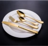 Royal titanium gold plated flatware wholesale, 24pcs gold plated flatware wholesale with wooden box