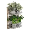 Rustic Wood  Metal Wire Wall-Mounted Storage Basket Rack with Label Holders