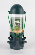 Seed Tube Bird Feeder with Three Feeding Ports, Green