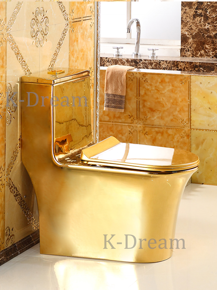 Shiny KD-32GPA Golden Plated Toilet , Pure Gold One-piece Bathroom Sanitary Ware Equipment
