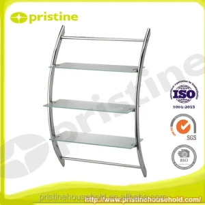 Shopee Sale 3-Tier Glass Chrome Metal Bathroom Wall Mount Rack Wholesale Taiwan Household Storage Manufacturer Display Racks