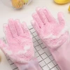 Silicone gloves waterproof antiskid soft rubber dishwashing gloves kitchen and toilet cleaning gloves