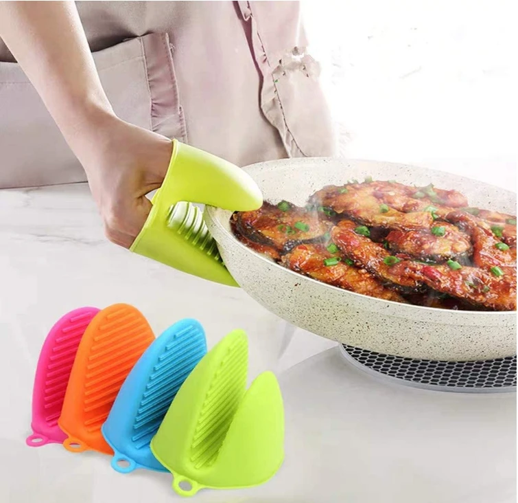 Silicone Pot Holder Oven Mitt,Cooking Finger Protector Pinch Grips-Heat Resistant