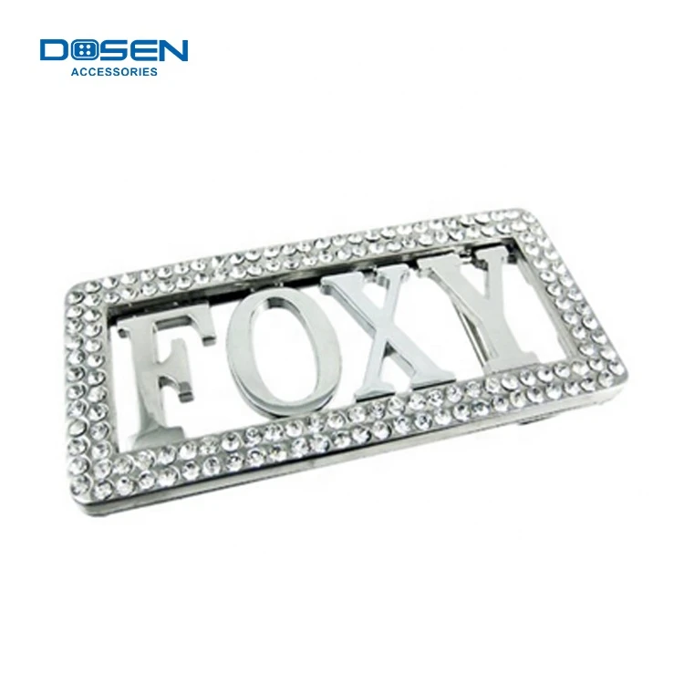 Silver Color Personalized Glitter Rhinestone Rectangle Crystal Custom Brand Hollow Belt Buckle parts