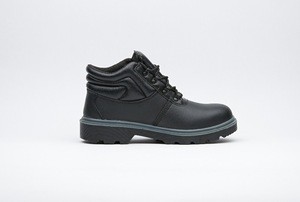 SJNO.6094 middle cut safety shoes light surface leather dual pu injection outsole for managers, engineers, workers