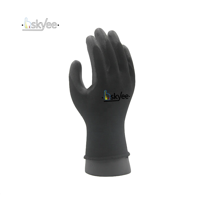 SKYEE Stable quality polyurethane coated protective gloves hand work with 100% polyester