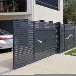 Sliding Curved Gate Sliding Motor Auto Gate Black Aluminum Gate And Fence