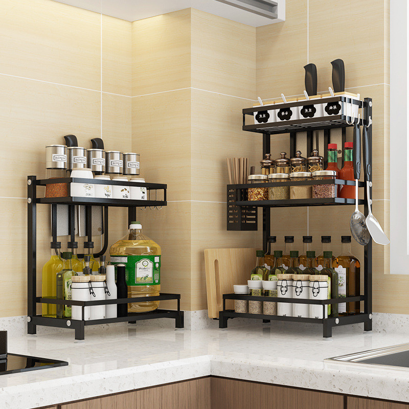 Buy Spice Rack 2 Tier Kitchen Bathroom Counter Rack Organizer Desktop ...