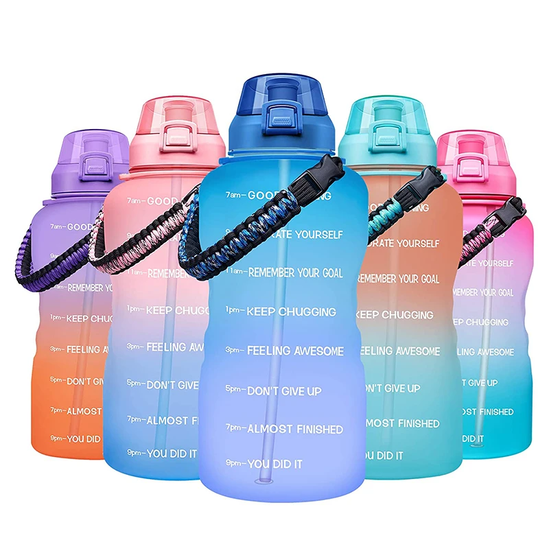 Sports water bottles 1 gallon water bottle  Gym bottles printed bags motivational time marker