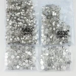 SS3-SS40(1.3mm-8.4mm) Non Hotfix flatback Rhinestones glass crystal AB clear rhinestone for Nails 3D nail art decoration
