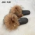 Import Stable Quality Raccoon Fur Soft Sandals Wholesale Women Slippers Natural Color Fur Slides from China