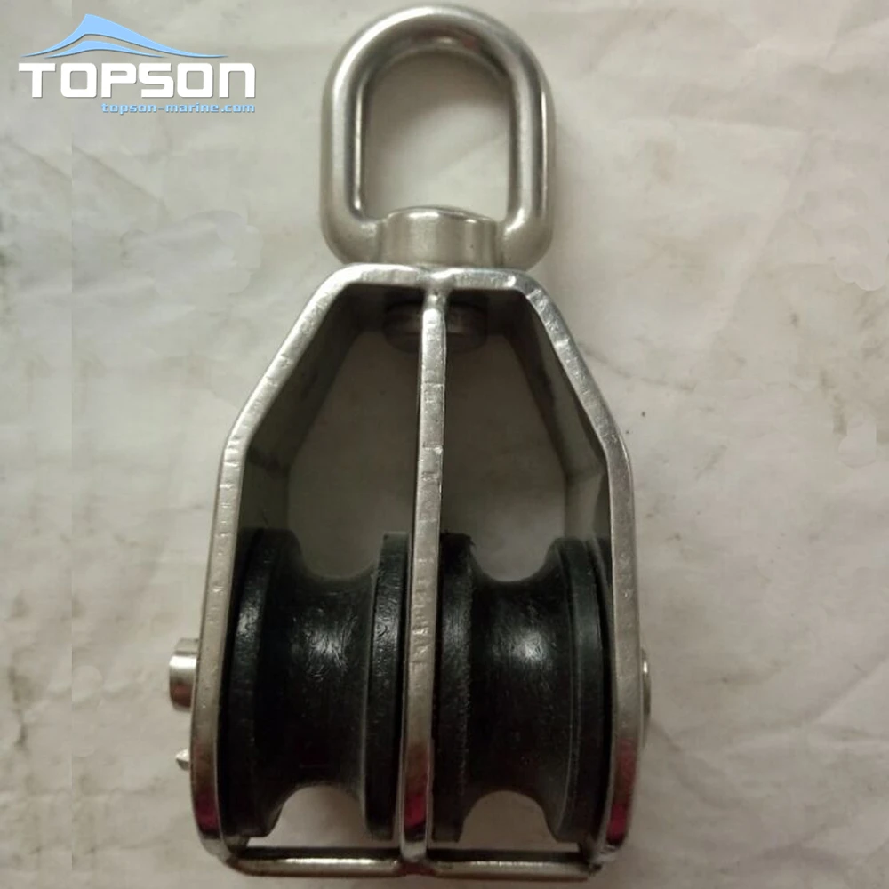 Stainless steel double Nylon sheave swivel pulley