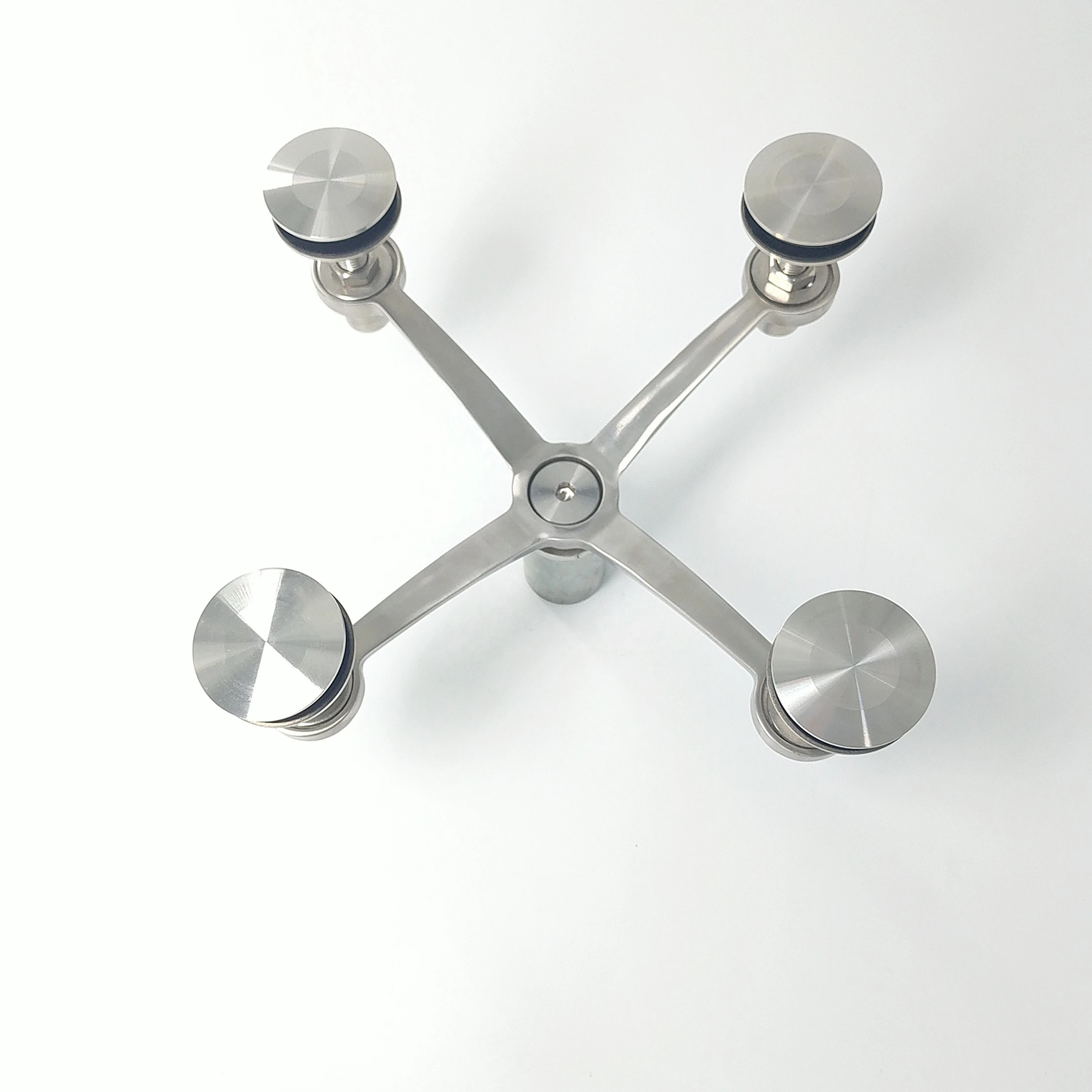 stainless steel glass spider fittings  four way post mounted wall spider holder