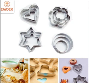 Stainless steel Star heart flower round Shaped cookie cutter sets Cookie mold biscuit mold pack of 3