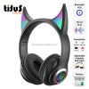 STN29 cat ear customs headphones for girls wholesale cat shape wireless light over ear headphones for kids pop it