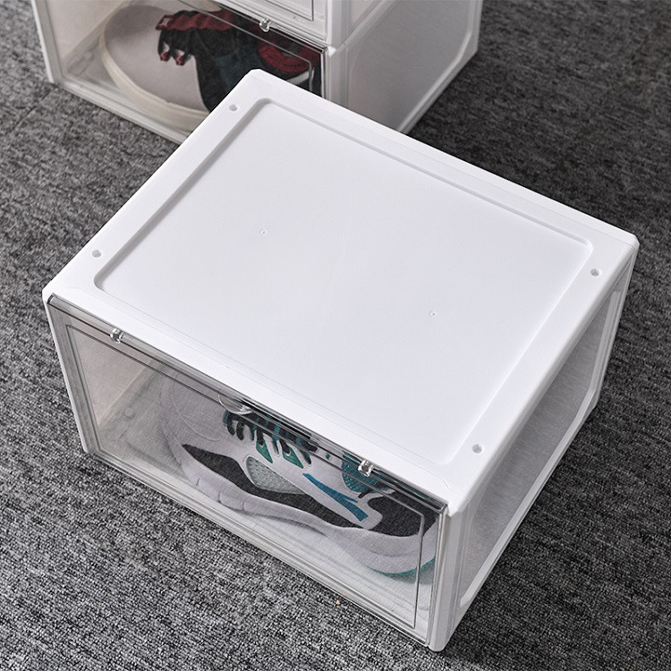Buy Storage Transparent Plastic Stackable Shoe Box Case Home Drop Front ...