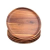 Sturdy and safe round acacia wood plate and dish for food
