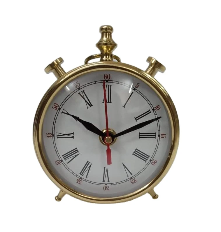 Table Clock Desk Decorations Radio No Alarm Creative Quartz Gold Finish Promotion Gifts Customized for Home &amp; Office 10 Cms