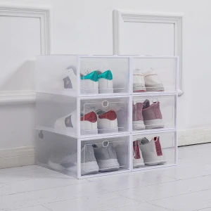 Thickened Flip Folding Transparent Plastic Stackable Shoe Box Under Bed Organize Storage Shoe Box