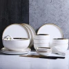 Top quality 26pcs white ceramic dinnerware set god rim Porcelain round cheap dinner set