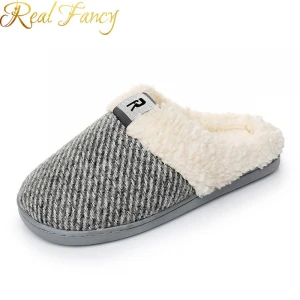 Trendy Faux Shearling Insole Lining Winter Indoor Warm Fluffy Wool Slippers for Women