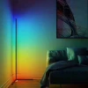 Tube light New Design Black RGB Remote LED Corner Floor Lamp For Living Room Decoration