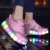 Import Two Wheels Luminous Sneakers golden/ Pink Led Light Roller Skate Shoes for Children Kids Led Shoes Boys Girls Shoes Light Up from China