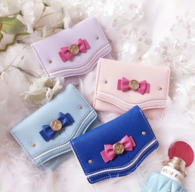 UFOGIFT Cute Sailor Moon Small Wallet Kawaii Bowknot Wallet Card Holder for Girls