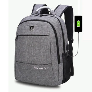 Ultra slim polyester business men backpack laptop bags with USB port charging