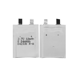 ultra thin 042330 12mAh li-ion polymer flat smart rechargeable lipo prismatic pouch battery cell