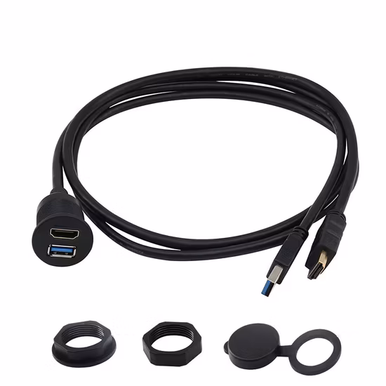 USB 3.0 HDMI Extension Dash Panel Waterproof Car Flush Mount Cable